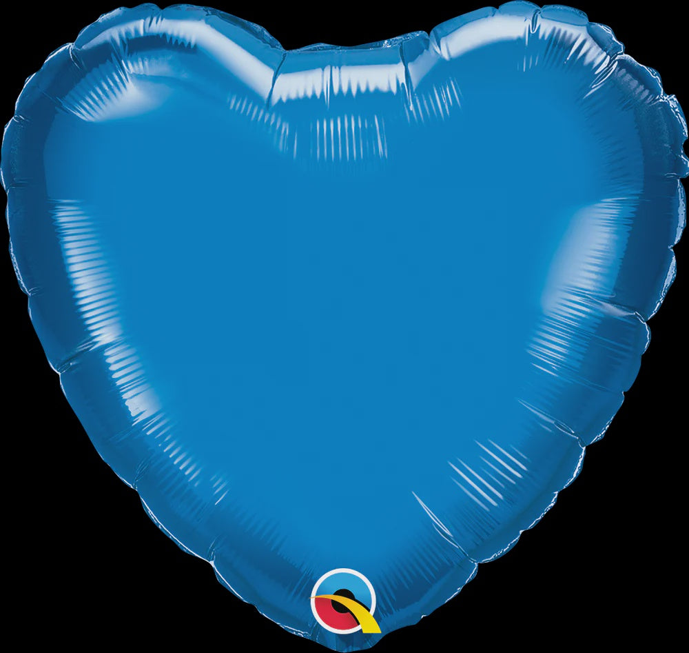 9" Qualatex Sapphire Blue Heart Air Fill Foil Balloon