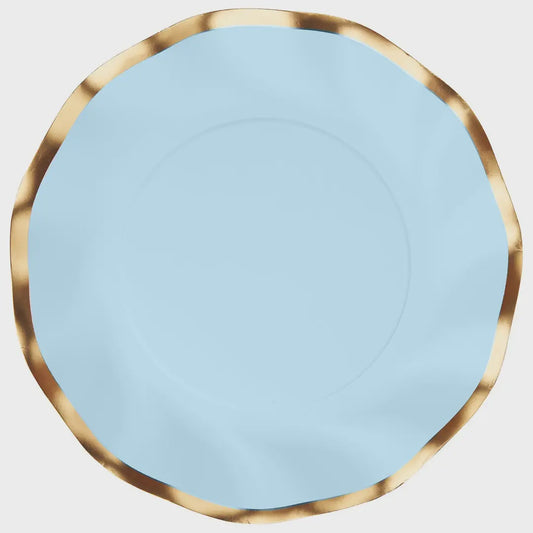 Sky Blue Wavy Dinner Paper Plates