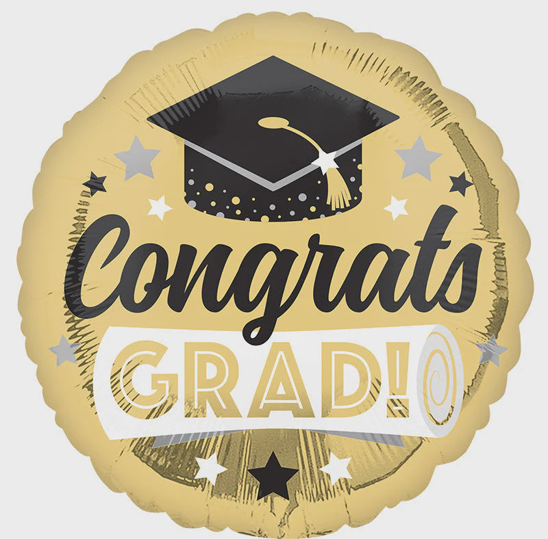 Anagram CD 18" Congrats Grad Shiny Gold Foil Balloon