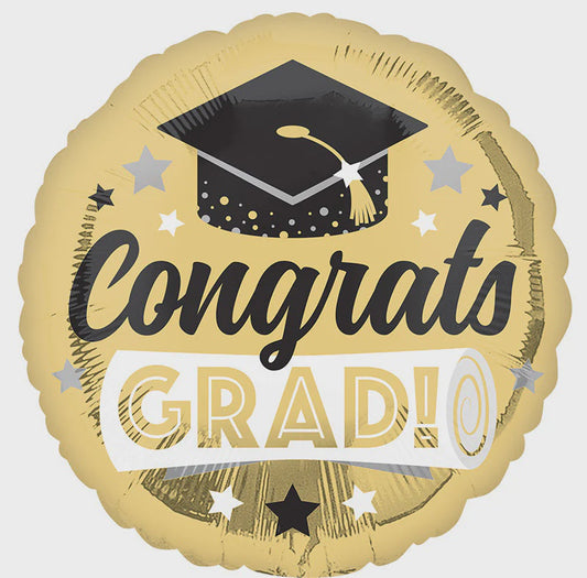Anagram CD 18" Congrats Grad Shiny Gold Foil Balloon