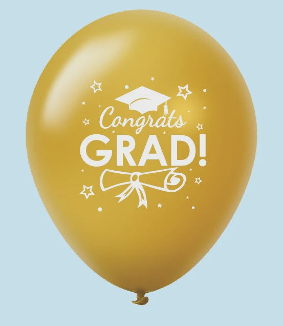 BB Custom 11" Congrats Grad Gold Latex Balloon