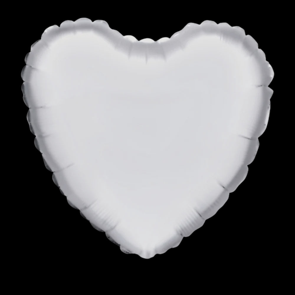 18" Betallic White Heart Foil Balloon