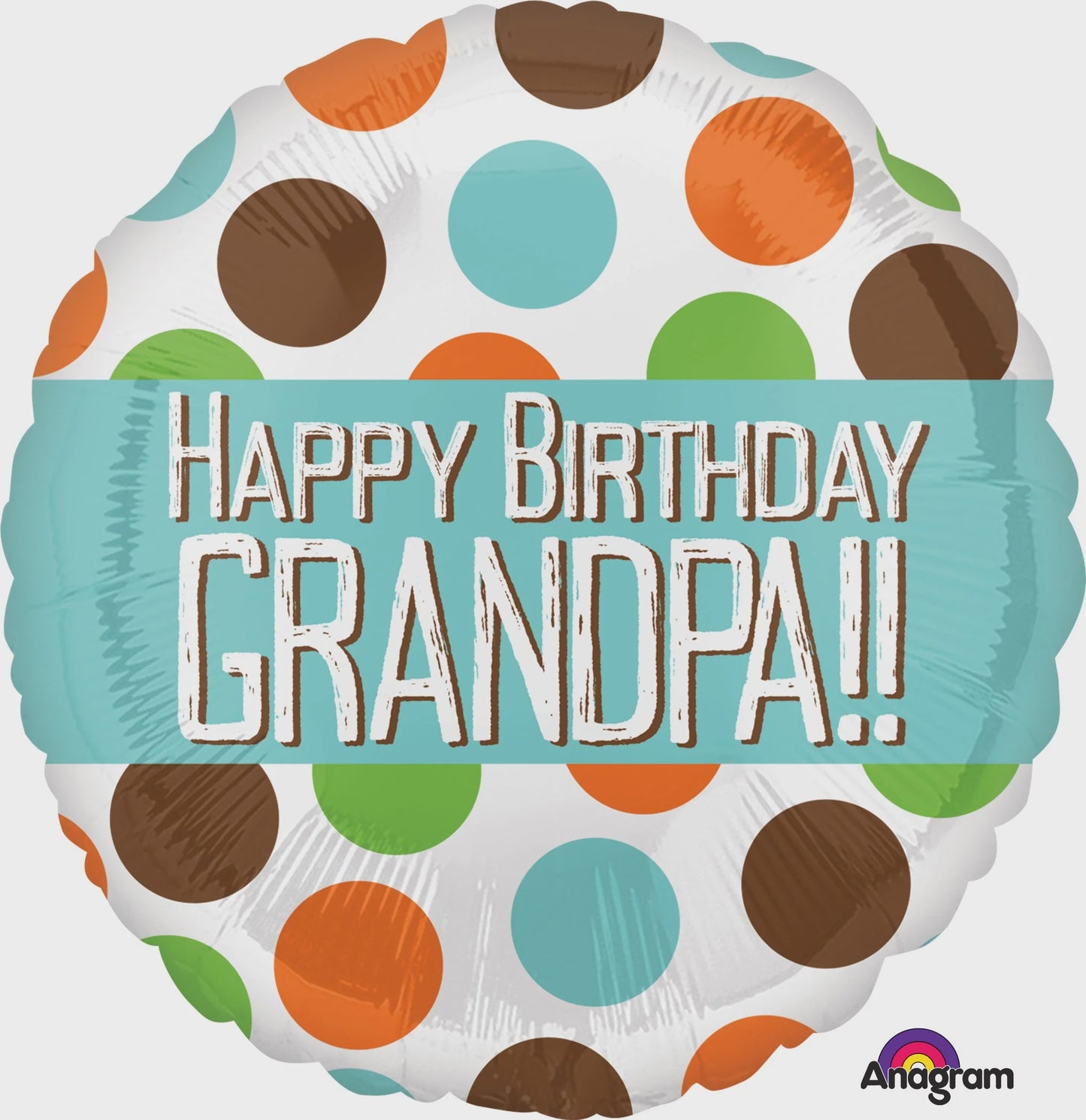 Anagram CD 18" Happy Birthday Grandpa Dots Foil Balloon