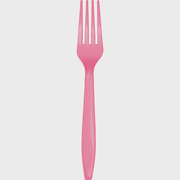 Candy Pink Plastic Forks