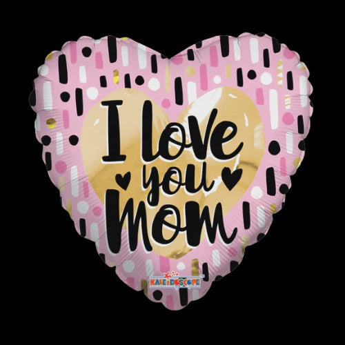 9" Conver I Love You Mom Gold/Pink Airfill Balloon