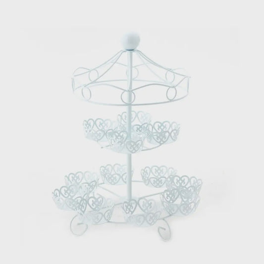 White Wire Cupcake Carousel Stand