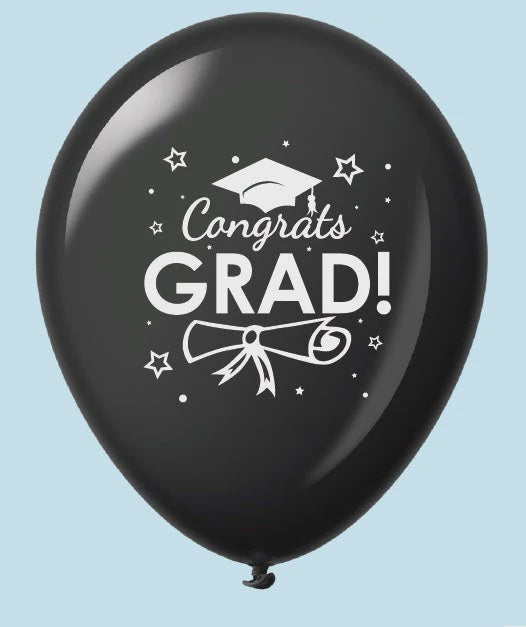 BB Custom 11" Congrats Grad Black Latex Balloon