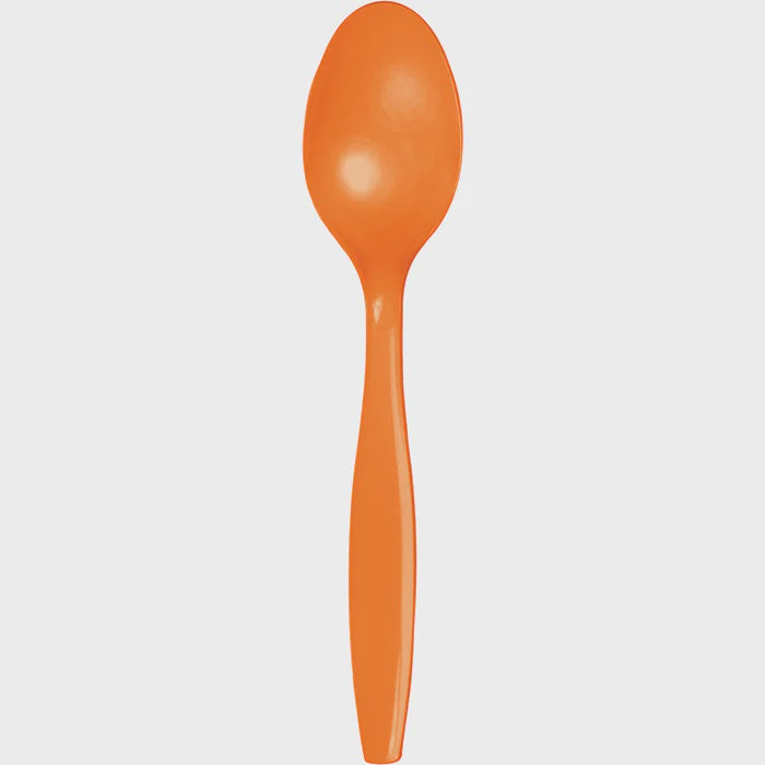 Sunkissed Orange Plastic Spoons