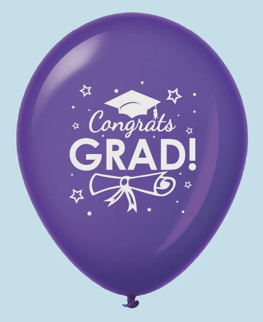 BB Custom 11" Congrats Grad Purple Latex Balloon