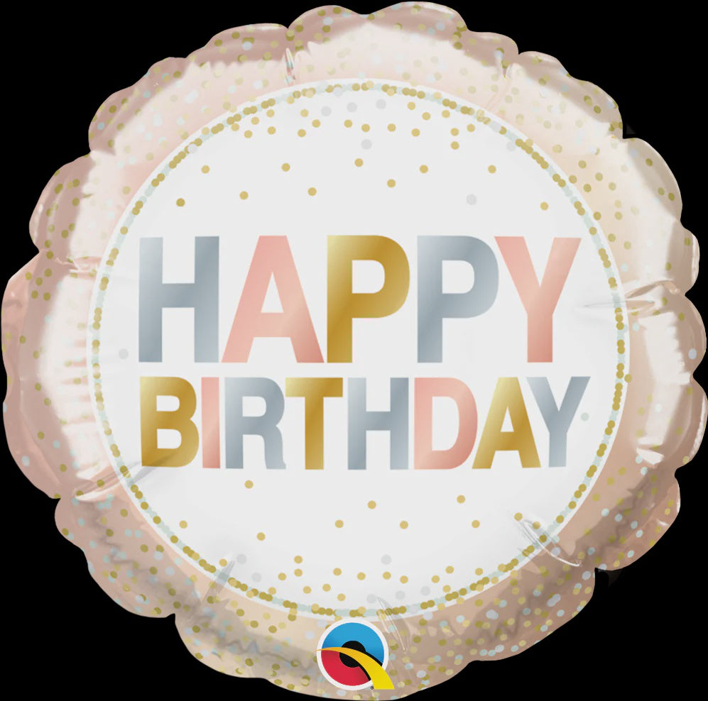 Qualatex 4" Round Happy Birthday Metallic Dots Balloon