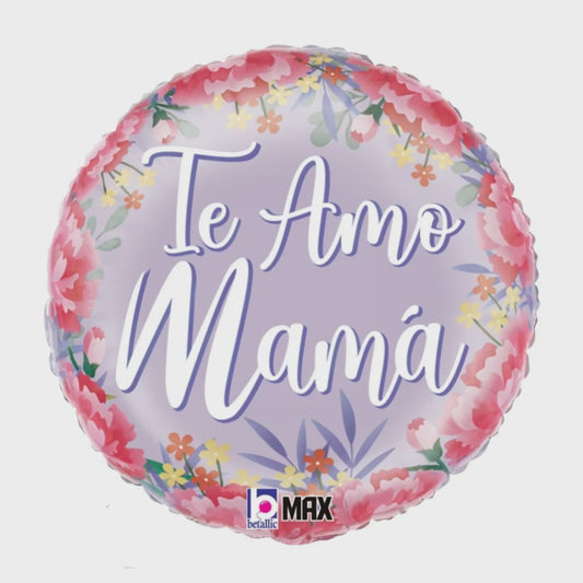 18" Betallic Saten Floral Te Amo Mama Foil Balloon