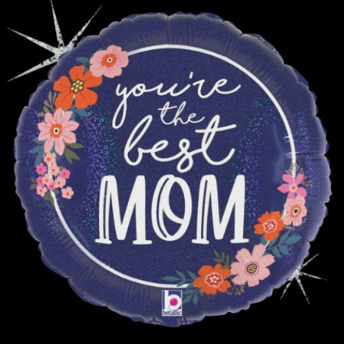 18" Betallic Floral Best Mom Foil Balloon