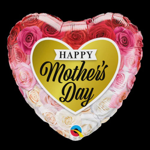 18" Qualatex Mother's Day Roses Gold Foil Balloon