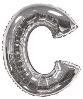 34" Silver Letter C Foil Balloon