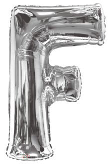34" Silver Letter F Foil Balloon