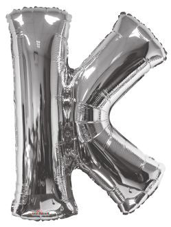34" Silver Letter K Foil Balloon