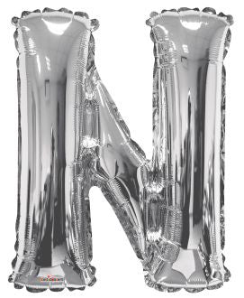 34" Silver Letter N Foil Balloon