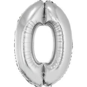 Silver 34" Number 0 Foil Balloon