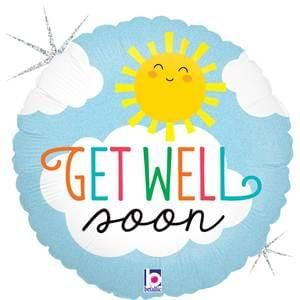Belalatex 18" Get Well Soon Sun Glitter Balloon