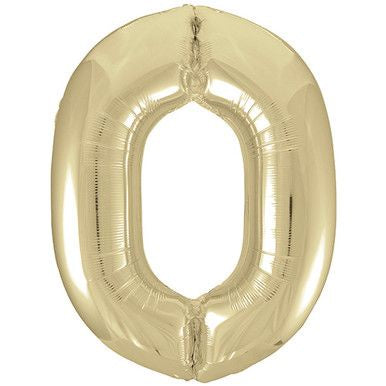 White Gold Champagne 34" Number 0 Foil Balloon
