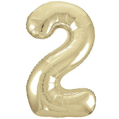 White Gold Champagne 34" Number 2 Foil Balloon