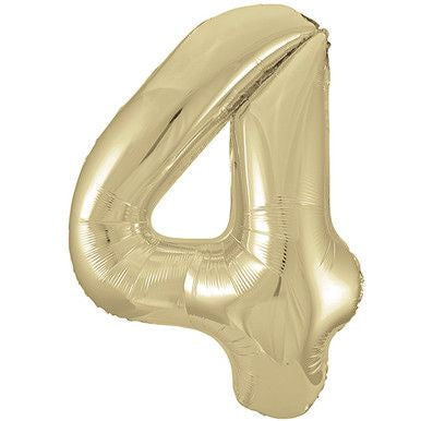 White Gold Champagne 34" Number 4 Foil Balloon