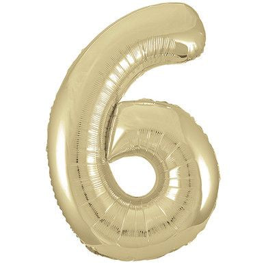 White Gold Champagne 34" Number 6 Balloon