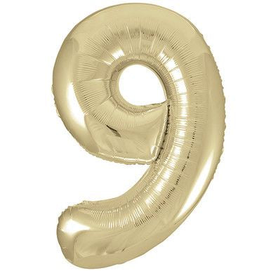 White Gold Champagne Number 9 Foil Balloon