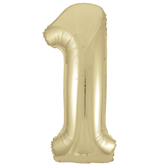 White Gold Champagne 34" Number 1 Foil Balloon