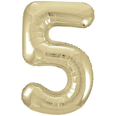 White Gold Champagne 34" Number 5 Foil Balloon