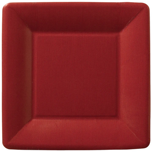 Classic Linen Square Dessert Plate Dark Red