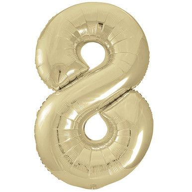 White Gold Champagne 34" Number 8 Foil Balloon