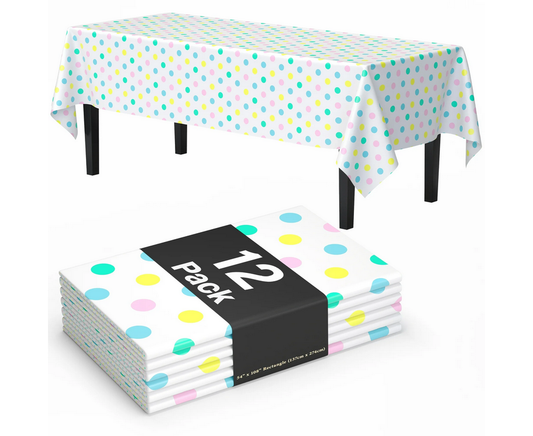 54" x 108" Pastel Polka Dot Tablecloth